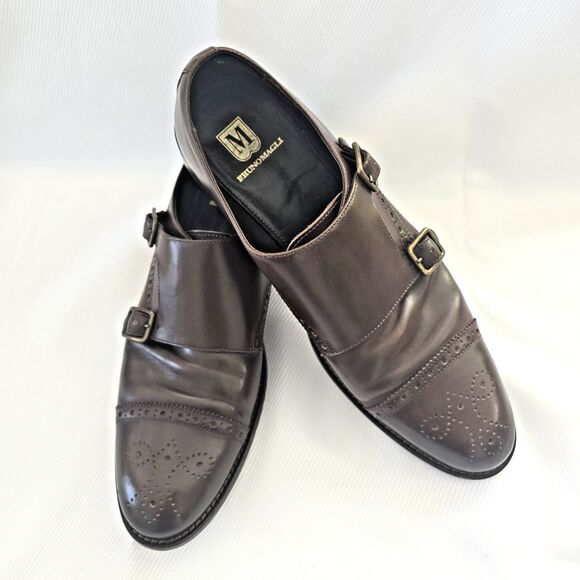 👞 Bruno Magli Alfanzo Shoes – Men's 11M – Dark Brown Monk Strap – Italy Leather - Picture 1 of 11